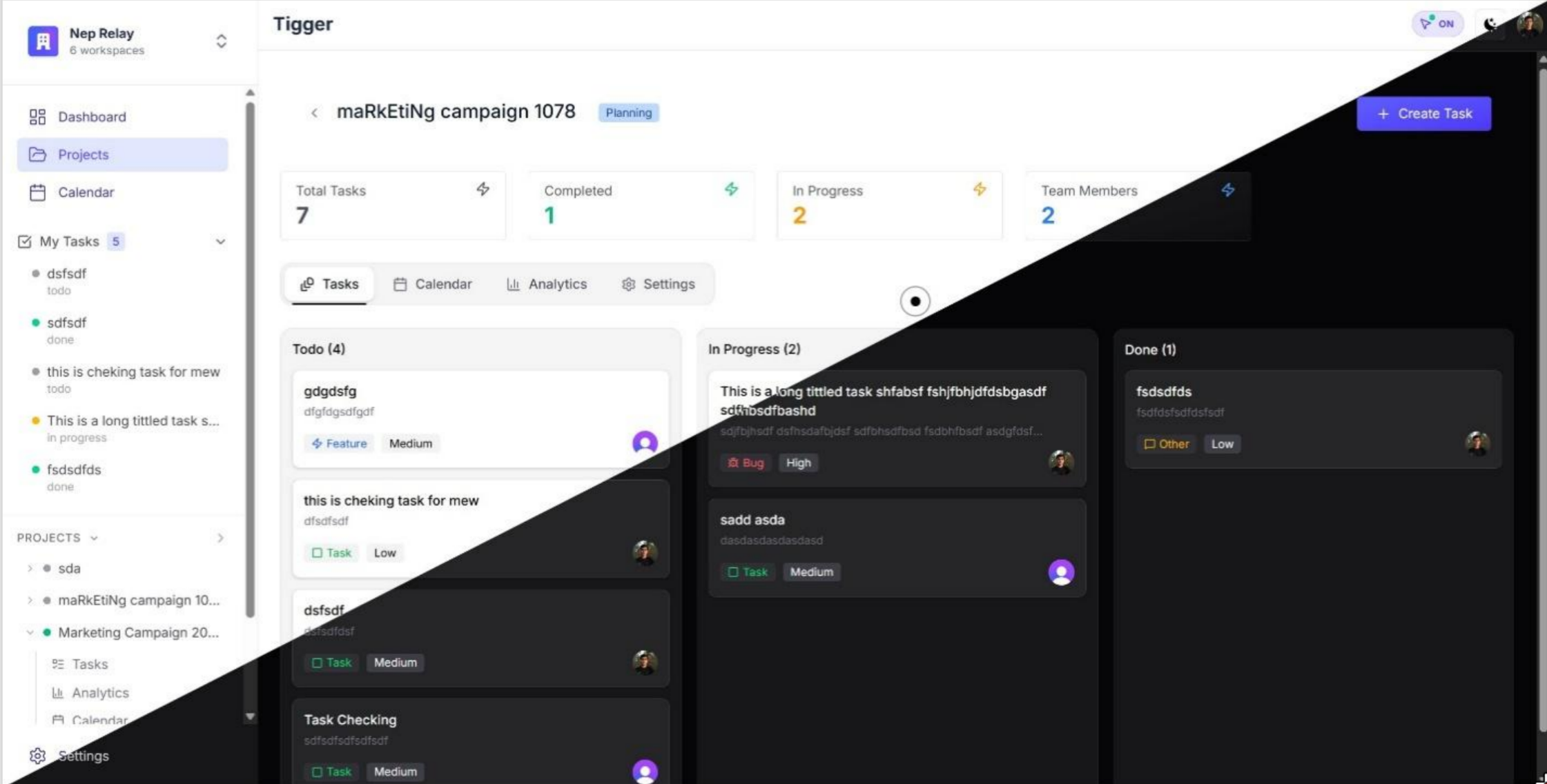 Tigger — kanban board view
